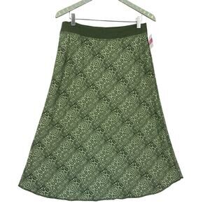 Fresh Produce Skirt Womens Medium Green A Line Pull On Batik Print Beachy NEW